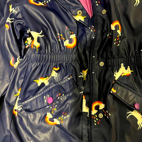 Cat and Jack rain coat size size L multi print unicorns rainbows and raindrops